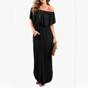 Sarin Mathews Black Party Off-the-Shoulder Maxi Dress Size M